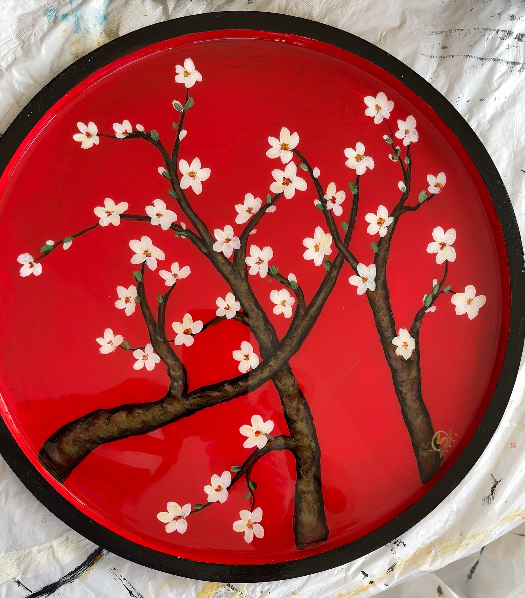 Cherry Blossom Red Tray