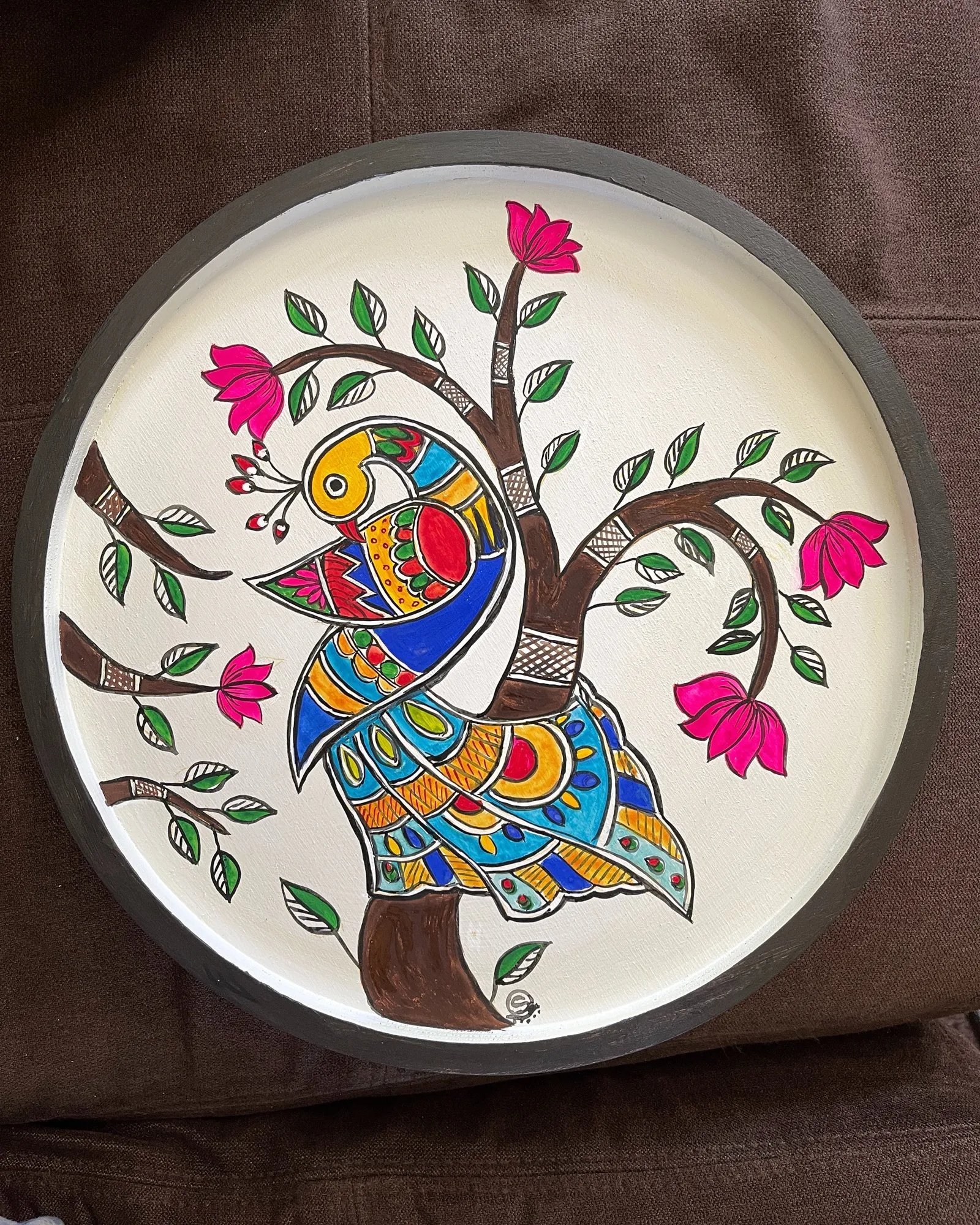 madubani_peacock_tray