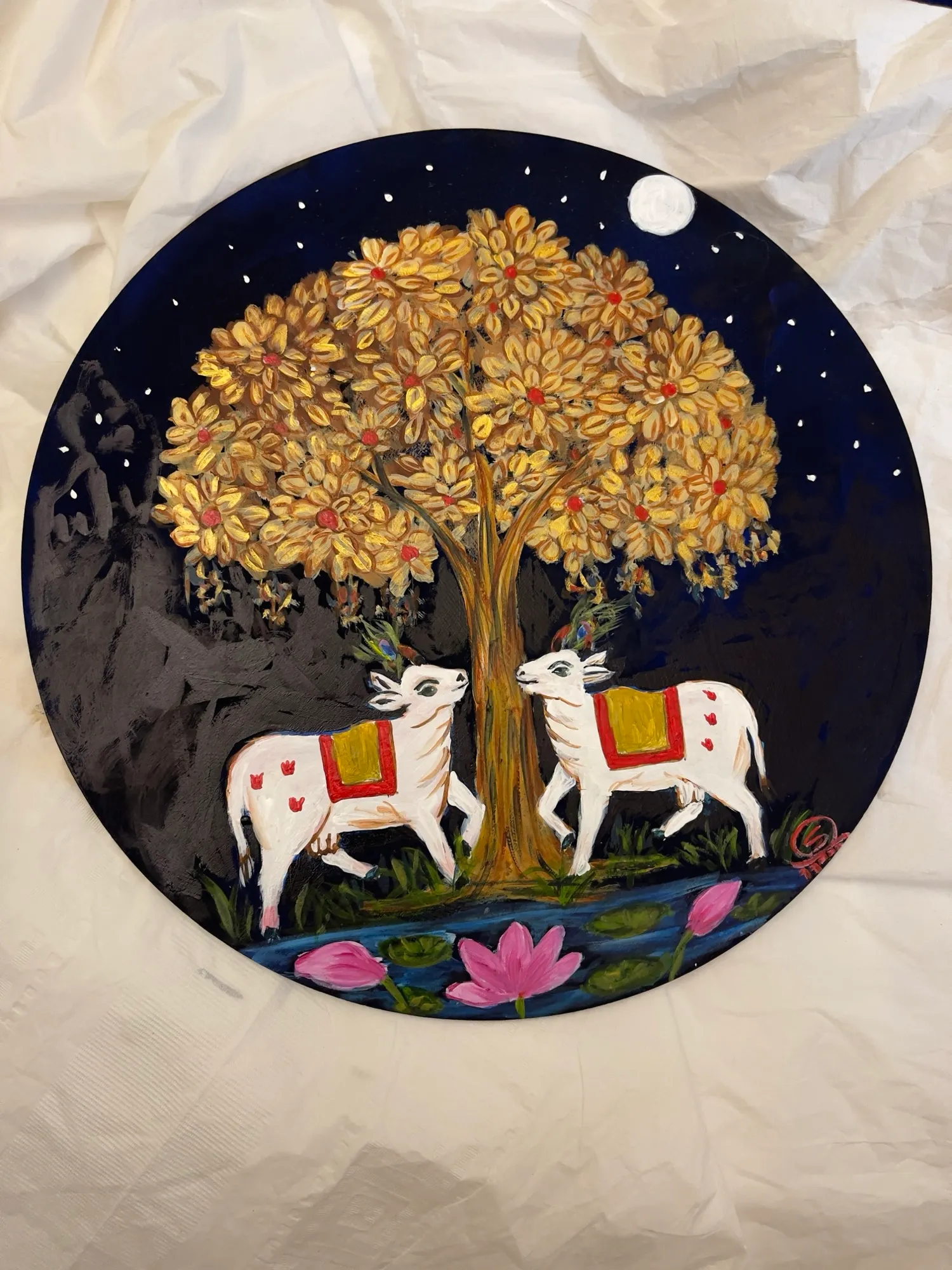 Cows With Wishing Tree (Circle)