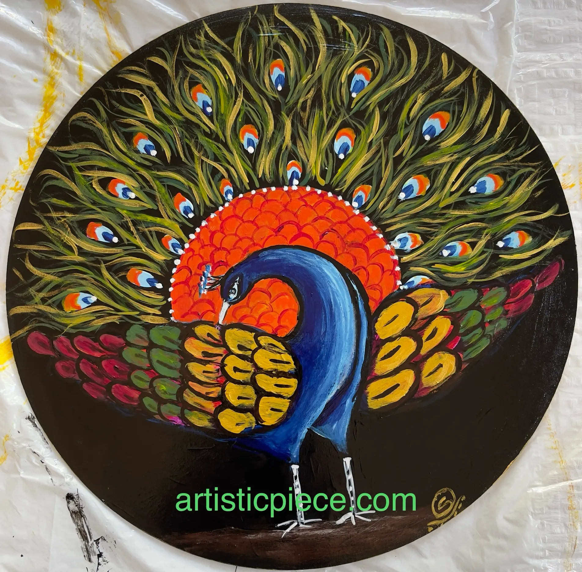 Miniature Peacock Painting